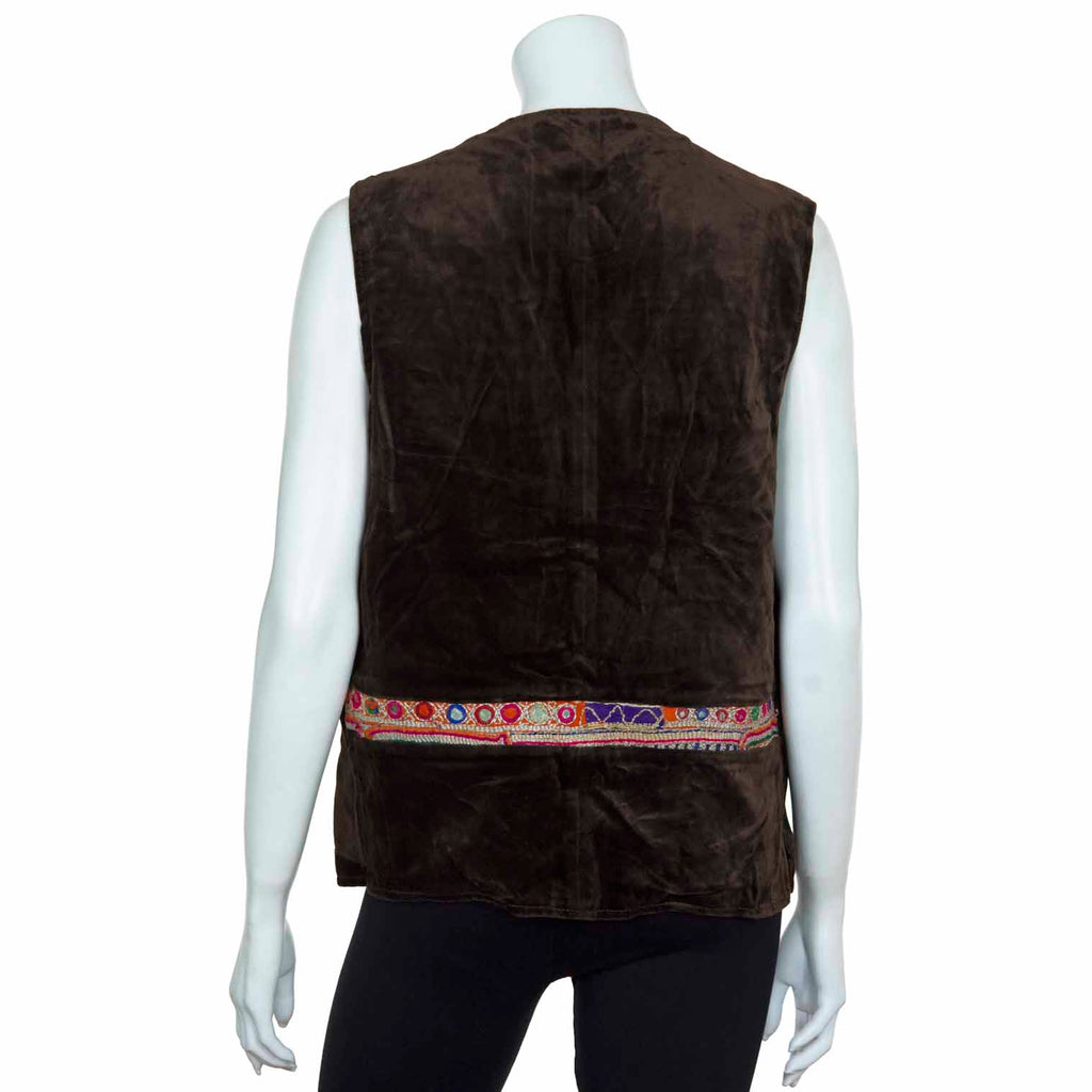 Vintage Afghan Velvet Waistcoat - Zoya (14, S/M)-Siesta Crafts