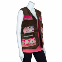 Vintage Afghan Velvet Waistcoat - Juniper (16, M)-Siesta Crafts