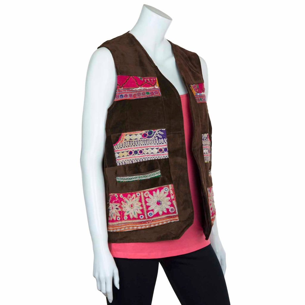 Vintage Afghan Velvet Waistcoat - Juniper (16, M)-Siesta Crafts