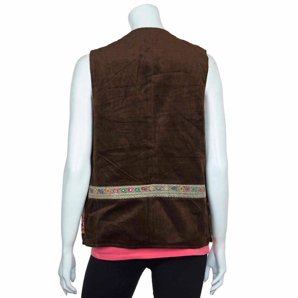 Vintage Afghan Velvet Waistcoat - Juniper (16, M)-Siesta Crafts