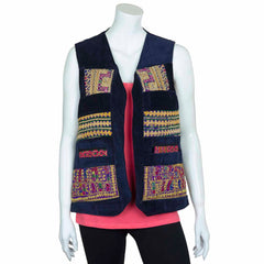 Vintage Afghan Velvet Waistcoat - Dylan (14, S/M)-Siesta Crafts
