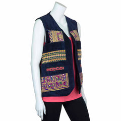 Vintage Afghan Velvet Waistcoat - Dylan (14, S/M)-Siesta Crafts