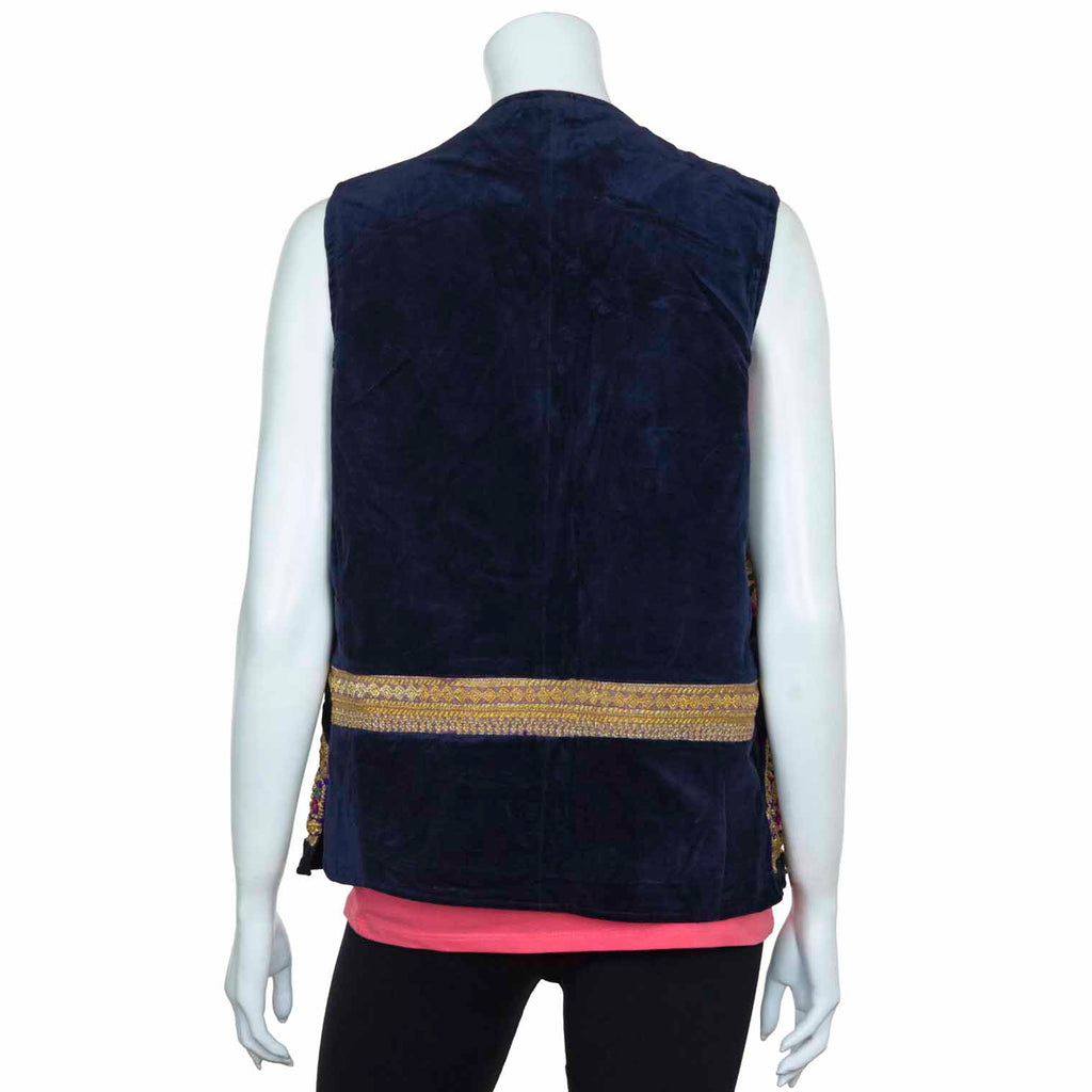 Vintage Afghan Velvet Waistcoat - Dylan (14, S/M)-Siesta Crafts