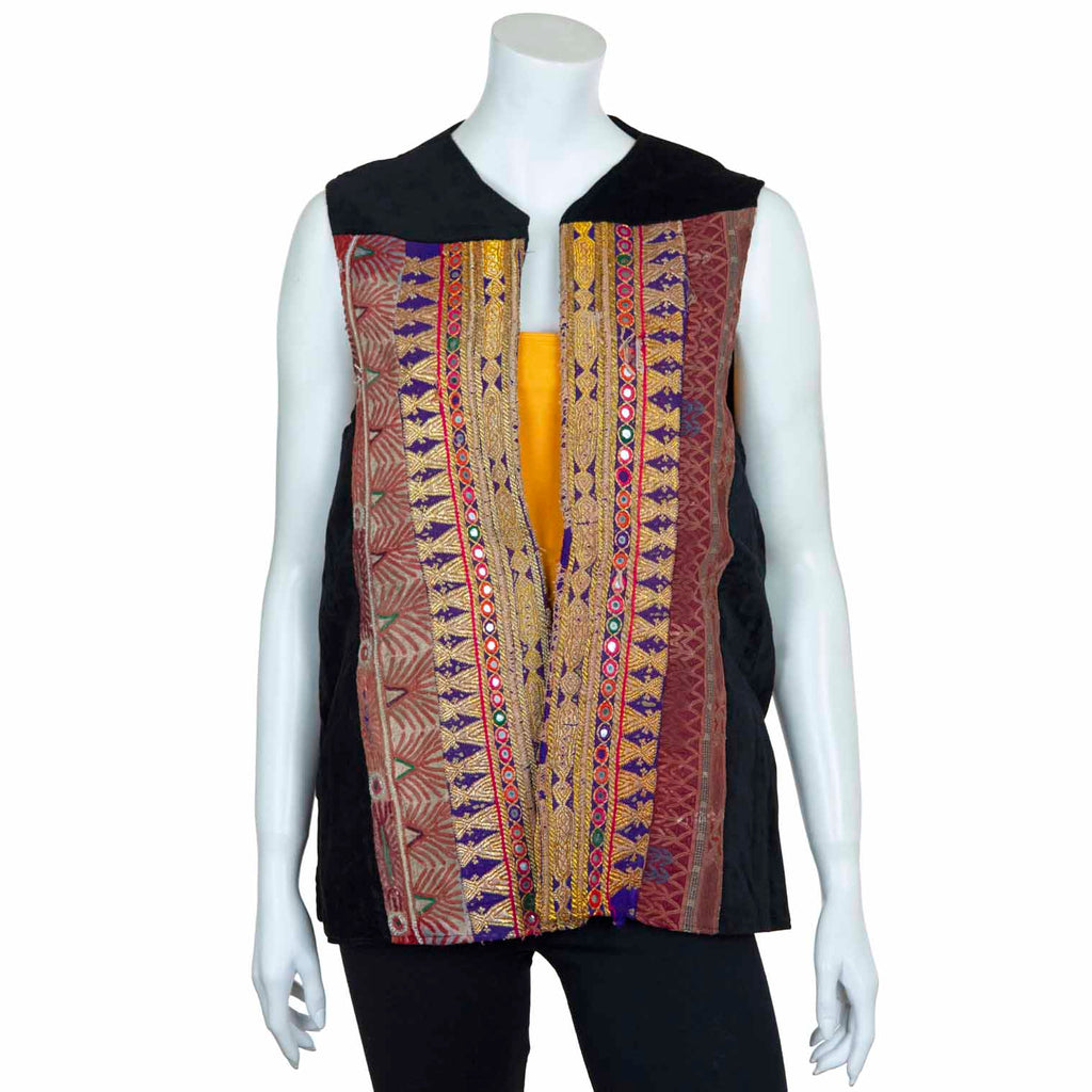 Vintage Afghan Velvet Waistcoat - Jagger (14, S/M)-Siesta Crafts