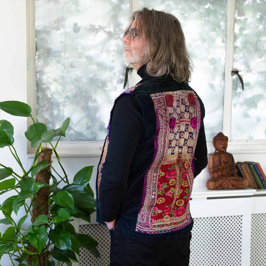 Vintage Afghan Velvet Waistcoat - Archie (16, M)-Siesta Crafts