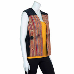 Vintage Afghan Velvet Waistcoat - Wren (10, XS)-Siesta Crafts