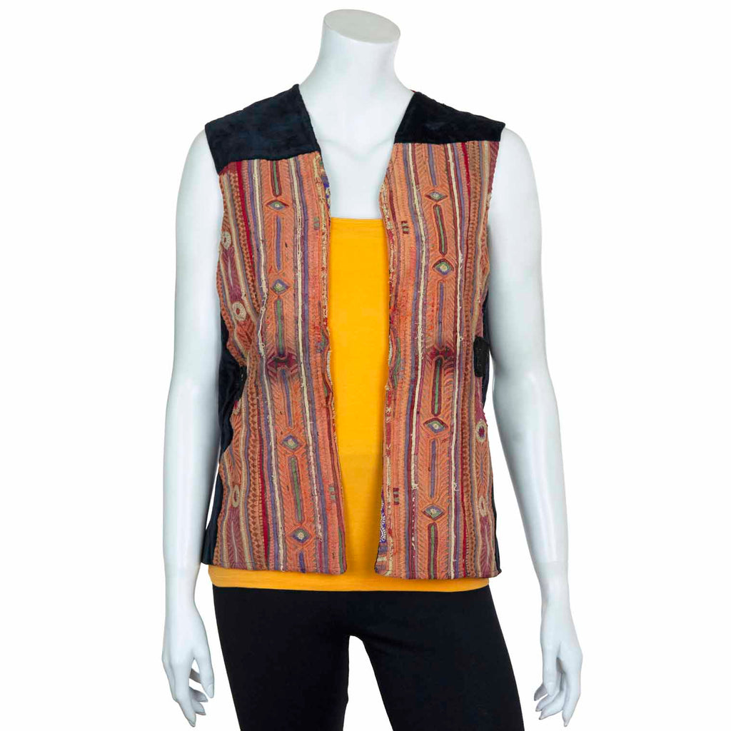 Vintage Afghan Velvet Waistcoat - Wren (10, XS)-Siesta Crafts