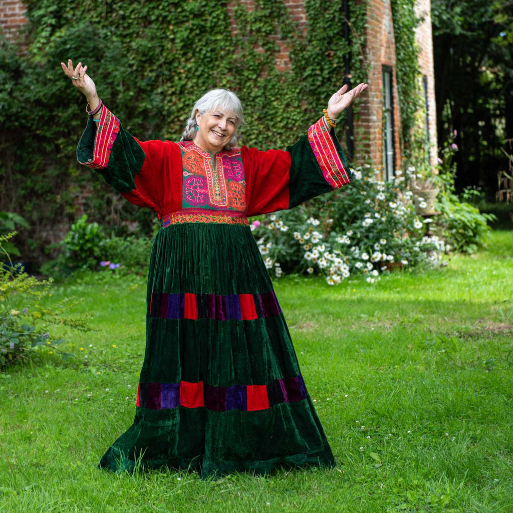 Vintage Afghan Velvet Dress - Zahra (16/18, XL)-Siesta Crafts