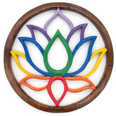 Painted Rainbow Lotus Plaque-Siesta Crafts