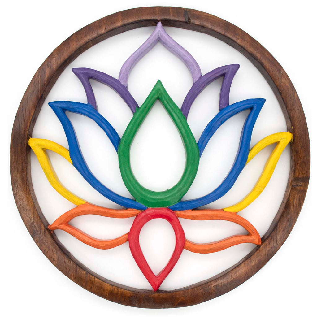 Painted Rainbow Lotus Plaque-Siesta Crafts
