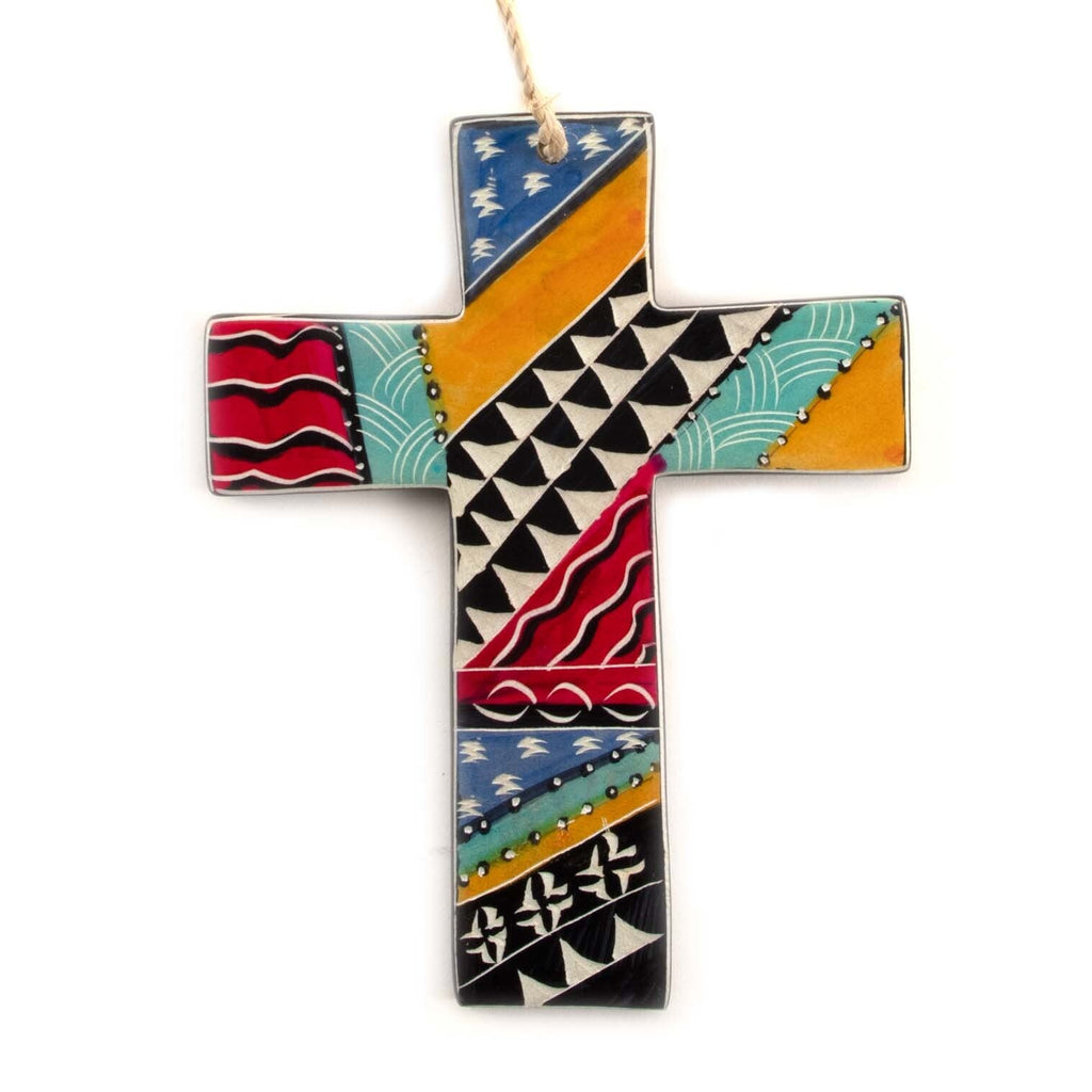 Multi Colour Soapstone Cross with Twine-Siesta Crafts
