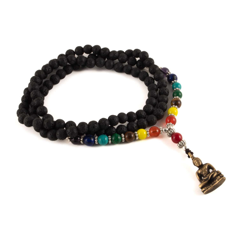 Lava Bead and Chakra Buddha Mallah Beads-Siesta Crafts