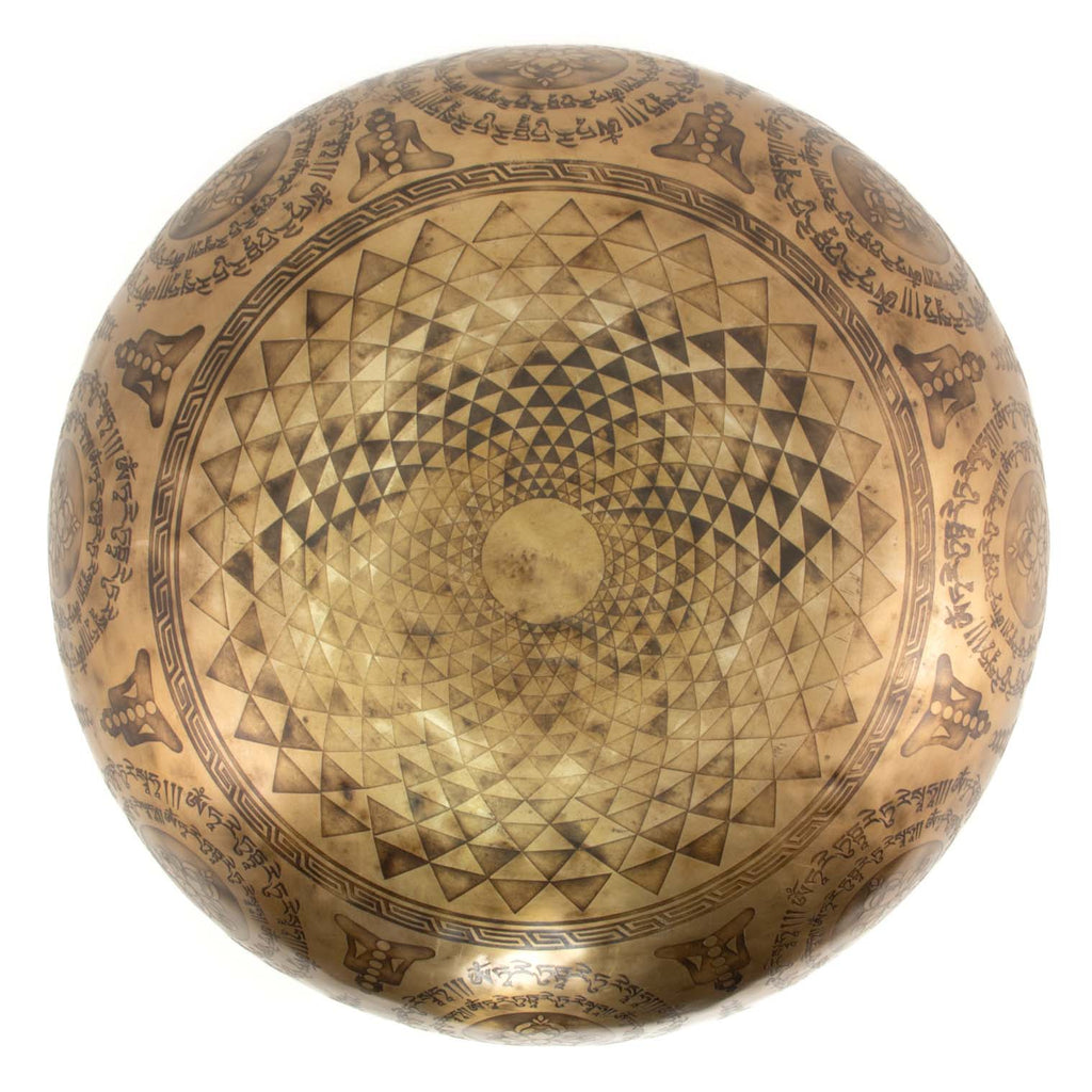 Ornate Etched Green Tara Singing Bowl No.1-Siesta Crafts