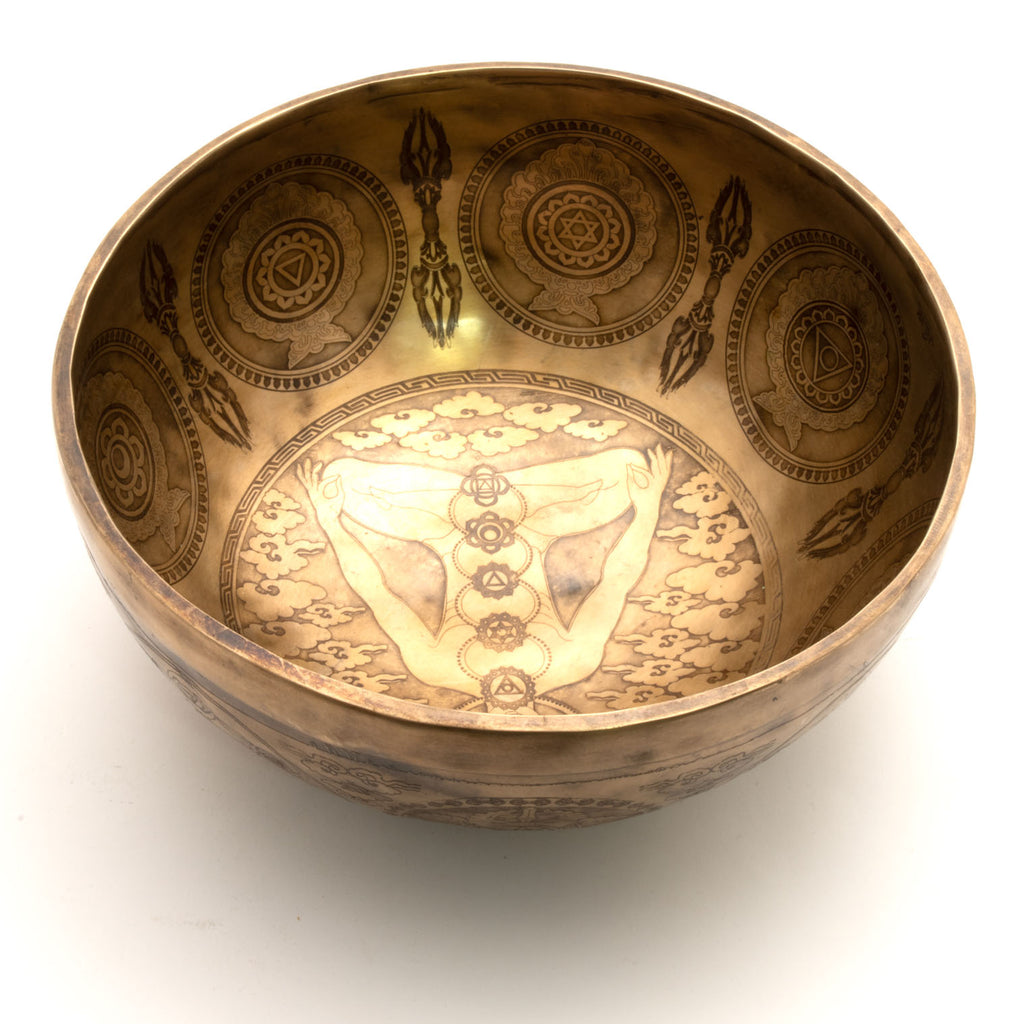 Ornate Etched Seven Chakra Singing Bowl No.2-Siesta Crafts