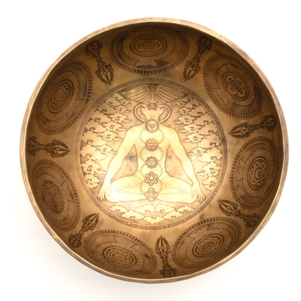 Ornate Etched Seven Chakra Singing Bowl No.2-Singing Bowls-Siesta Crafts