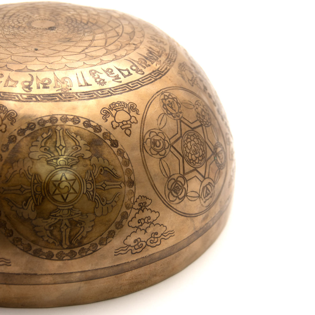 Ornate Etched Seven Chakra Singing Bowl No.2-Siesta Crafts