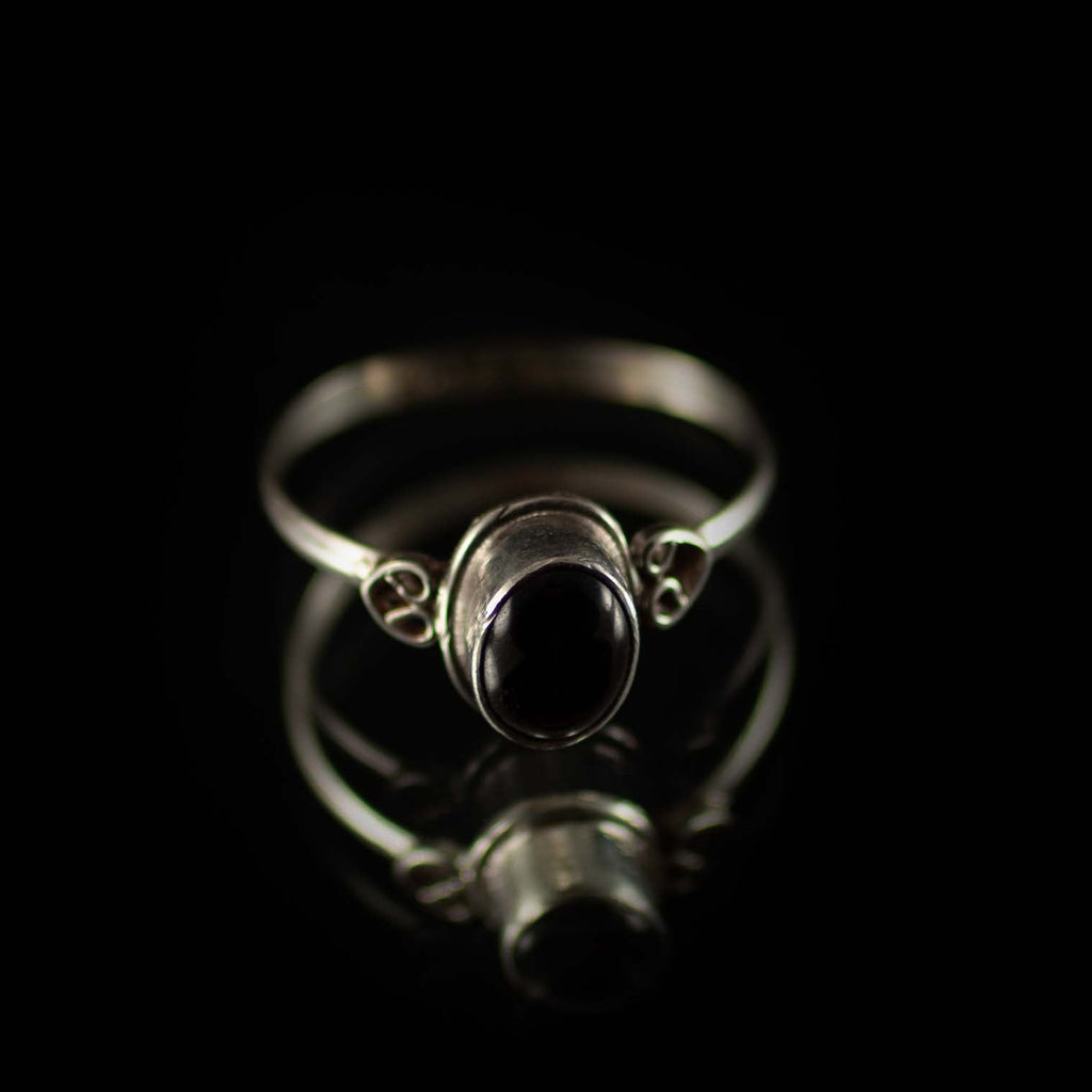 Garnet Stone Nepalese Silver Ring-Siesta Crafts