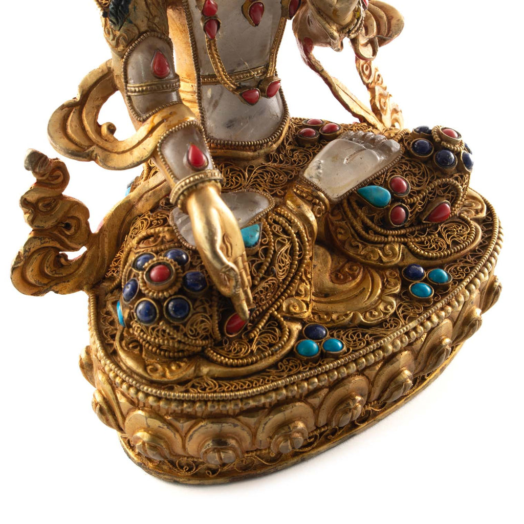 Himalayan Quartz Crystal White Tara Statue-Buddhism-Siesta Crafts