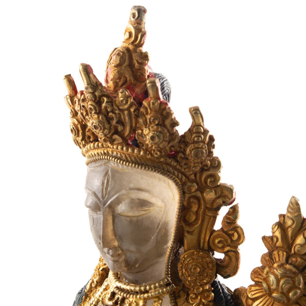 Himalayan Quartz Crystal White Tara Statue-Buddhism-Siesta Crafts