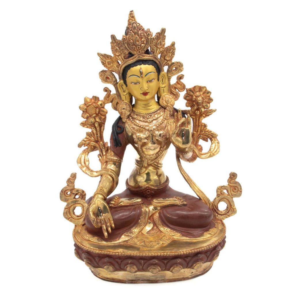 Gold Plated White Tara Statue No.338-Siesta Crafts