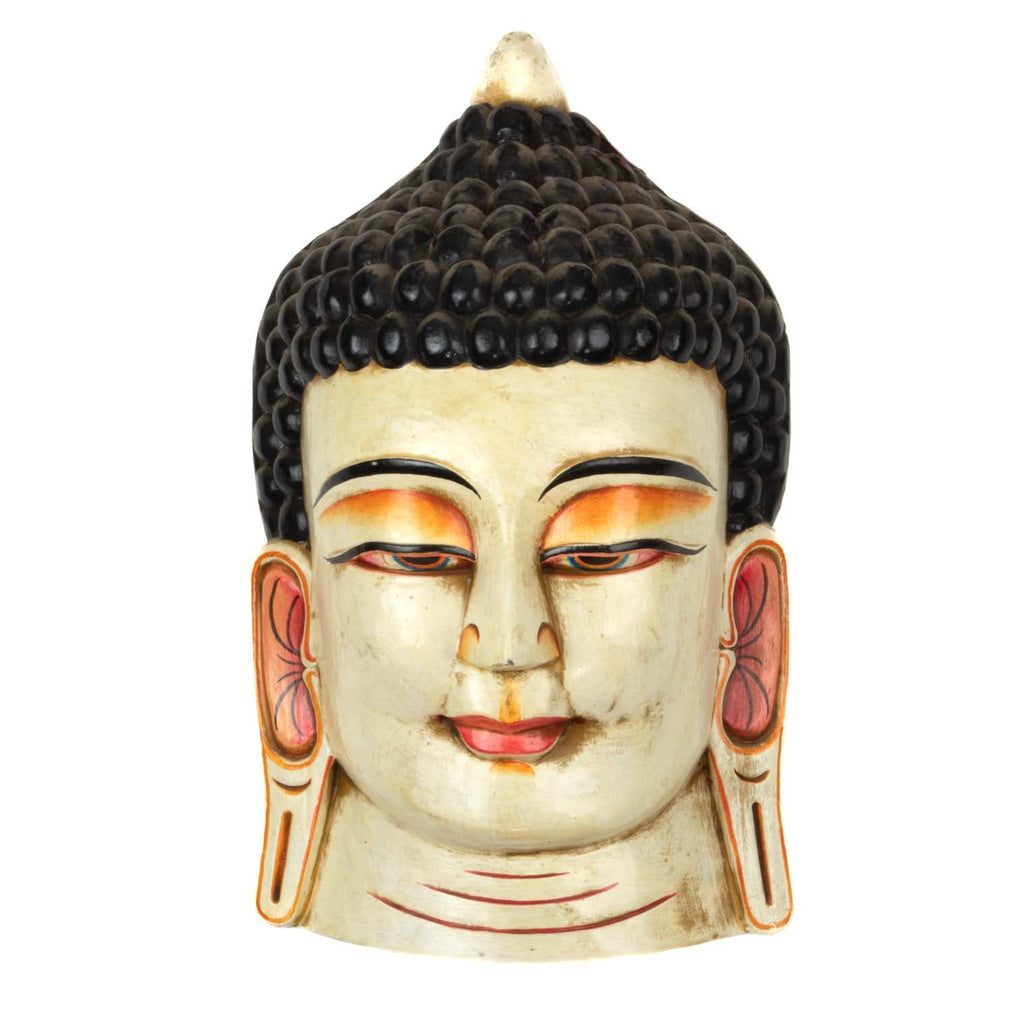 Artisan White Buddha Mask No.364-Siesta Crafts