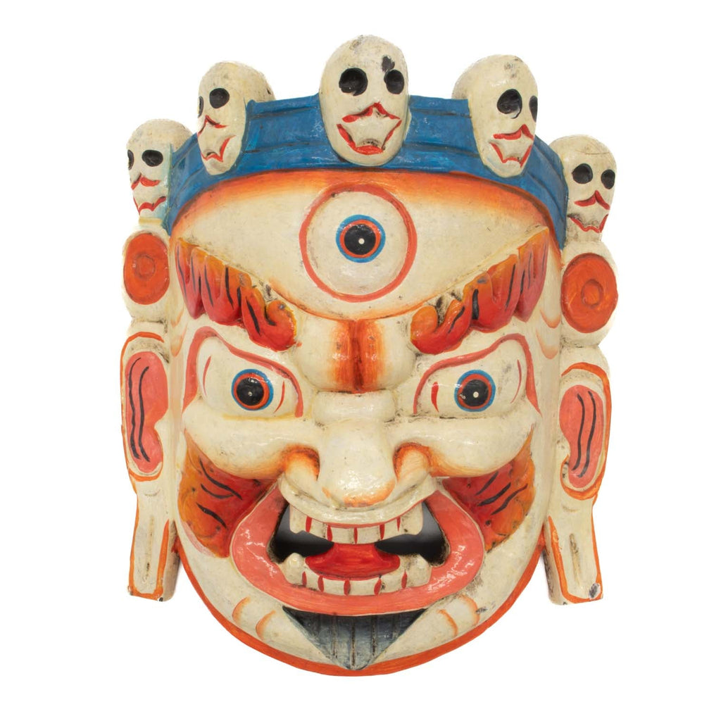 Artisan White Bhairab Mask No.383-Siesta Crafts