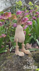Natural Bamboo Root Duck With Boots - 25cm
