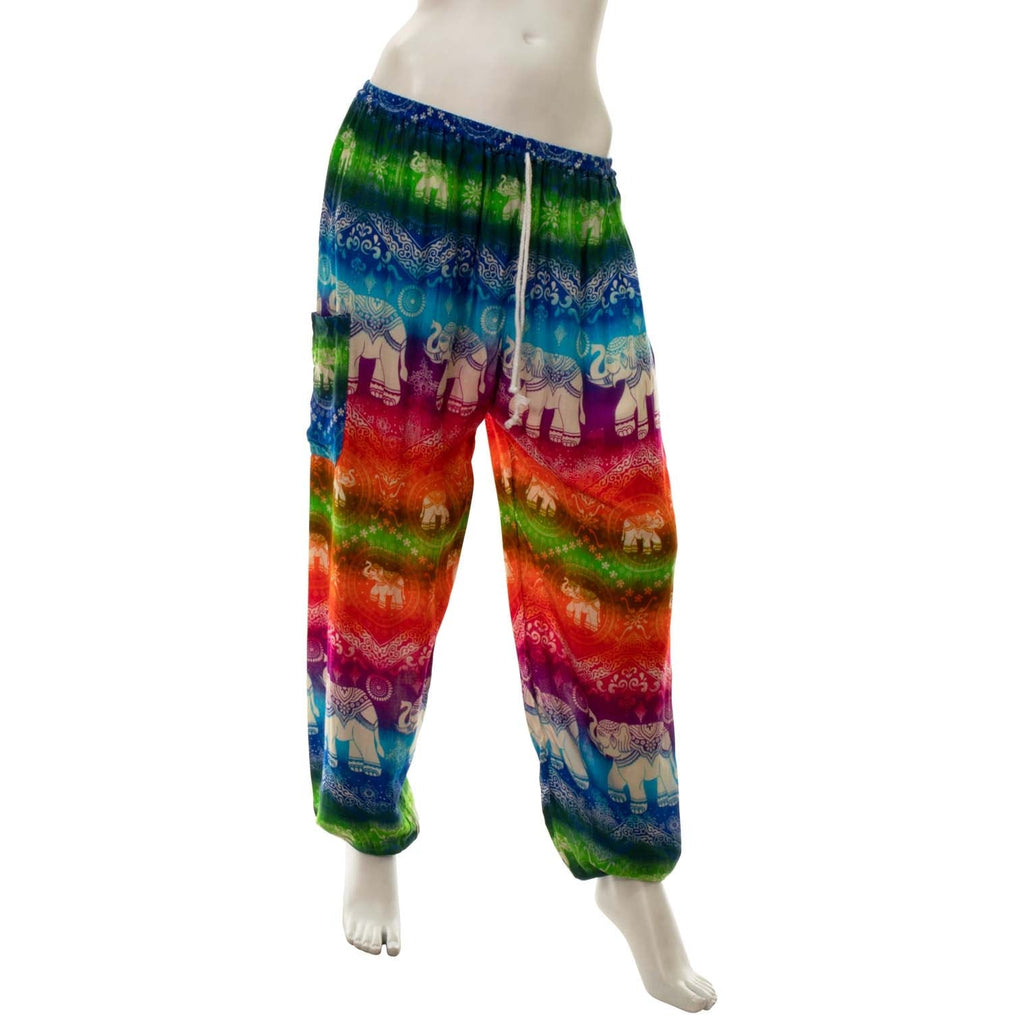 Drawstring Rainbow Elephant Trousers-Siesta Crafts